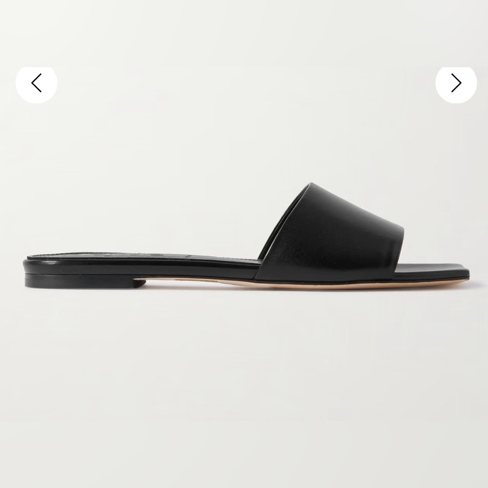AEYDE 10mm Anna Leather Slide Flats In Black Sz 39 ( 8/8.5)